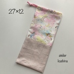 縦長巾着袋☆26×15☆箸袋🍓いちごがいっぱい🍓ピンク☆女の子