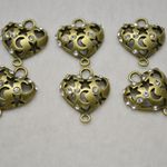 金属パーツ チャーム ハート　2カン 10個セット 金古美　20mm[4582434310031]