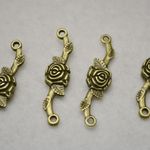 金属パーツ　チャーム　薔薇　両穴　20個セット　34mm　金古美[4582434310024]