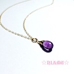 【天然石ネックレス】14kgf 　宝石質アメジスト　ネックレス　ハンドメイド