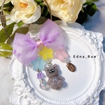 えどねこ夢かわ🎀キーリング🔑パープル💜 送料無料 レジン ネジ式キーリング