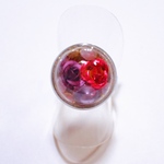 薔薇の水中花風の指輪 レジン パール 薔薇 紫