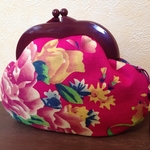 東北大花布（綿麻）　がま口ポーチ 00943