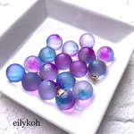 4個/パープルブルー　ラメグラデーションのガラスボールチャーム　12mm　CH150PB