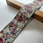 約5.5cm幅/刺繍リボン/ライトブルー/花刺繍