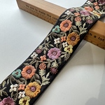 約5cm幅/刺繍リボン/黒/花刺繍