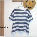 布帛Tシャツ　半そで　太ボーダー　