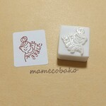 おだんごおんなのこ「ききました」：消しゴムはんこ。