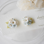 [bouquet]クレイフラワーのピアス/イヤリング(ブルー)