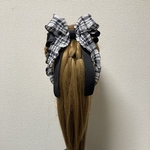 230601 プリンセスリボンのヘアリボンポニーフック　黒系