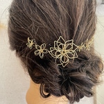 ゴールドフラワーのショートバックカチューシャ 