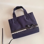 ナイロンもちて付きブックカバー 　紺色×紺ドットリボン（聖書・辞書カバー等）