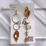【 SALE】leaf×shell／ピアス　天然シェル　アシンメトリー　オシャレ　軽い　デート　パーティー　ゴールド　カジュアル　綺麗め　