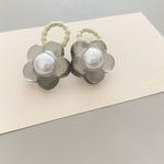 パールフラワーベビーヘアゴム2個セット　グリーン