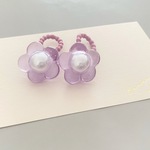 パールフラワーベビーヘアゴム2個セット　パープル