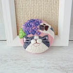 coco16ma 様 オーダー品 じゃれる猫ブローチ うちの子刺繍