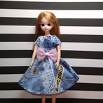 リカちゃん服 デニム柄 ワンピース
