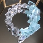 ❄️アクアマリンかち割りと水晶カット＆キラキラチャームのブレスレット❄️
