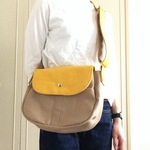 ショルダーＳ　ベージュ×カラシ　帆布