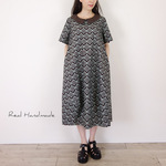 [予約販売] コットンリネン北欧風フラットカラー切替ワンピース