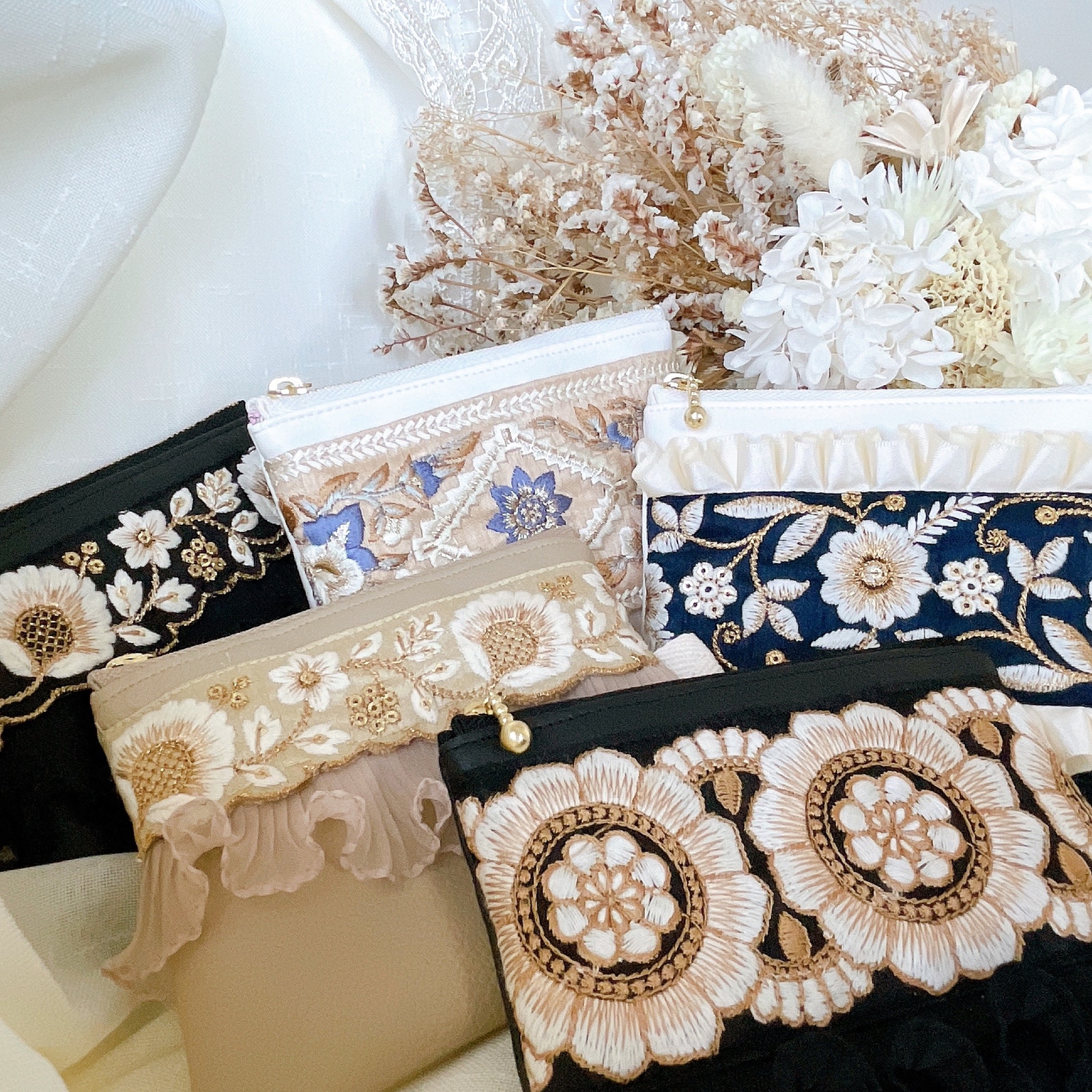 ♡minne限定♡ インド刺繍リボン ポーチ ミニポーチ - ～haru