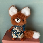 ブライスのマスコット★ターコイズ刺繍キツネ君★くま太郎