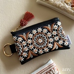 new🧡インド刺繍リボンポーチ orange②✨カードケース💳 フェイクレザー