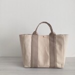トートバッグL 横マチ  アイボリー×マッシュルーム  倉敷帆布