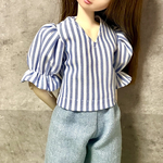 ストライプＶネックトップス☆リカちゃんブライスの洋服