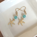 サマーピアス♡ひとでxアクアマリンピアス／イヤリング