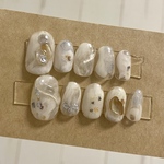 【ラウンドショート】氷ネイル　ネイルチップ　#現品販売　