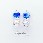 🍬 Candy ball : blue  ✵ マーブルハートと水玉ボールの耳飾り    ピアス イヤリング   プチプラ  推し色 しゃぼん玉 
