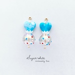 🍬 Candy ball : turquoise  ✵ マーブルハートと水玉ボールの耳飾り    ピアス イヤリング   プチプラ  推し色 しゃぼん玉 