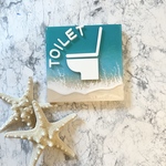 トイレサイン ロゴパネル　TOILET  玄関サイン サインボード ウエルカムボード 海 レジンアート 沖縄 ハワイ 波アート エポキシ  看板 オーシャン 海アート 船　タヒチ　フリンジ　ヨット