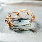 フローライト  レクタングルカット、スピネル 、鎖編みリング / ブロンズ（Brass)