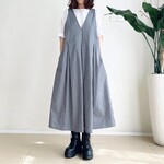サロペットスカート/ジャンパースカート♪　GreyXWhte ストライプ