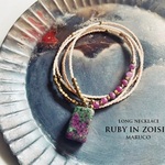 NC370-712ルビーインゾイサイト+ルビー asymmetry*天然石ロングネックレス pendant *送料無料*