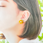 【再販】お花の小粒ピアス(イエロー×グリーン)