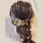 人気🥉アメリカンフラワー《Lily🕊️C》ヘッドパーツ　ヘアパーツ　ヘッドドレス　ドライフラワー　髪飾り　ヘアアクセサリー　ブライダル　成人式