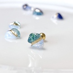 海カラー 天然石 現代金継ぎボディピアス アパタイト オパール 軟骨ピアス 片耳 14G 16G 18G 