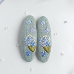 (7㎝)大人可愛い きらめく紫陽花  刺繍パッチンピン