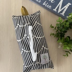 🌱エコ🌱箱なしティッシュケース　北欧雲ストライプ　ブラック