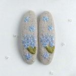 (7㎝)大人可愛い きらめく紫陽花  刺繍パッチンピン