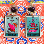 猫とコーヒーのサイケポップ タロットカード ピアス