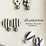 レトロなモノクロピアス☆くるみぼたんとビーズ☆