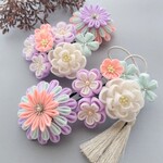 ≪つまみ細工≫髪飾り ＊ピンク✕薄紫＊