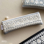 new🩶インド刺繍リボンの大人ペンケース グレー🕊️