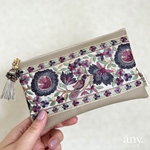 new✨インド刺繍リボン♡大人ポーチ ベージュ② 用途いろいろ便利なサイズ！