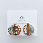pierce／earring  レジン オーロラメタリック 真鍮バー  gold  beads