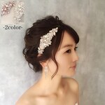 joli ヘッドアクセサリー ヘッドドレス ヘッドピース 結婚式 パーティー お呼ばれ 花 ゴールド 大ぶり パール 